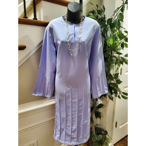 East Essence Blue Polyester Plain Koshibo Long Sleeve Knee Length Abaya Dress XL - Picture 11 of 11